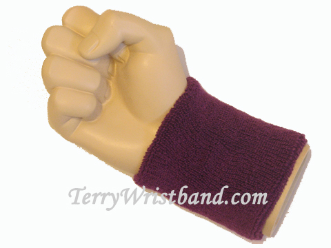 Purple wristband sweatband for sports - Click Image to Close